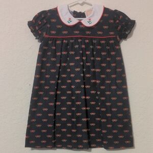 TBBC Navy Blue Holly Day Dress Short Sleeve Hearts. Size 6 NWT